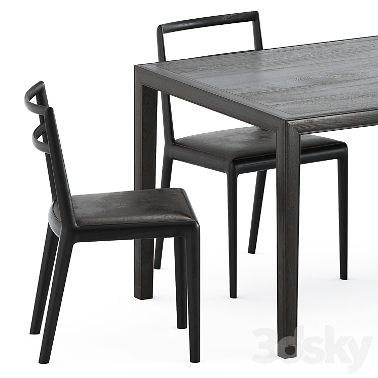 Straight back chair and Zhang table by Timeandstyle 3DS Max Model - thumbnail 2