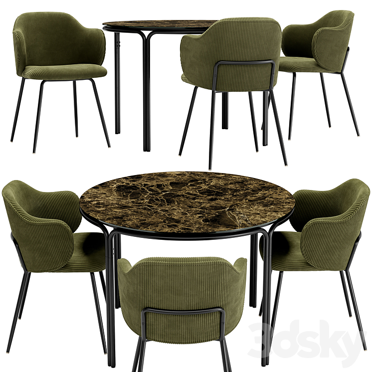 Suanna Dining Chair and Chici Table 3DS Max Model - thumbnail 3