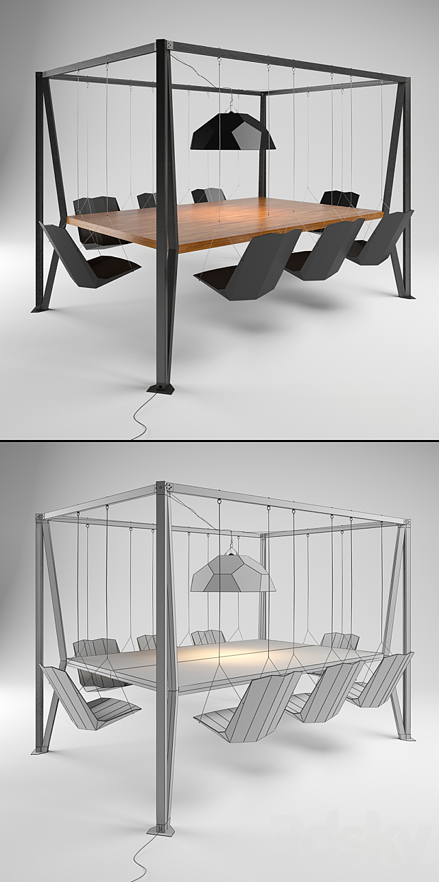 Swing Table 3DS Max Model - thumbnail 2