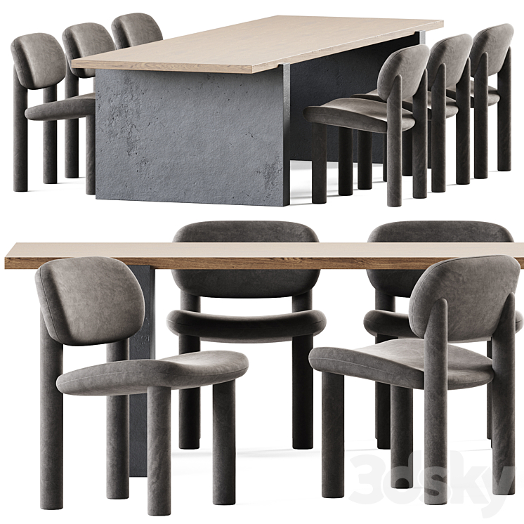 Table Accademia by Cimento and Chair Tottori Driade 3DS Max Model - thumbnail 3