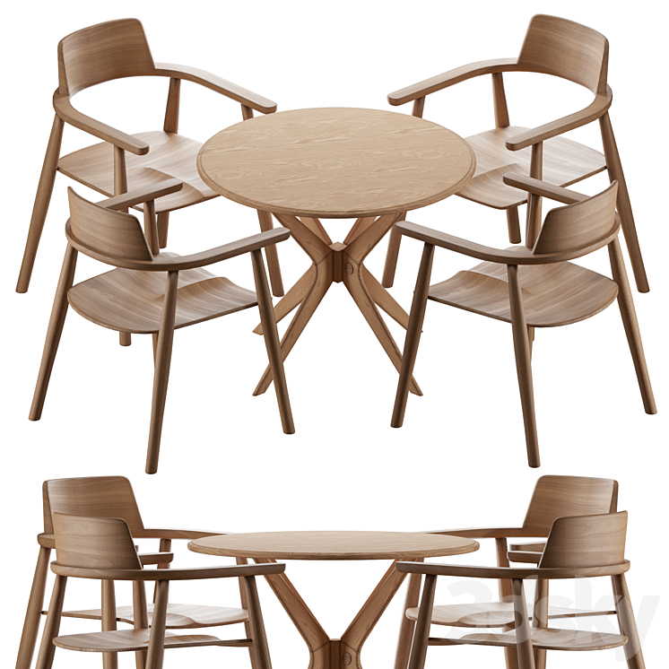 Table Alden with chairs Samurai 3DS Max Model - thumbnail 1