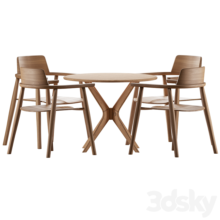 Table Alden with chairs Samurai 3DS Max Model - thumbnail 2