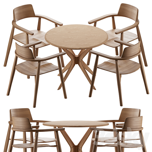 Table Alden with chairs Samurai 3DSMax File - thumbnail 1