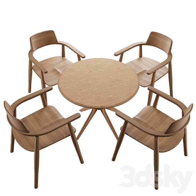 Table Alden with chairs Samurai 3DSMax File - thumbnail 3