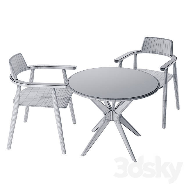 Table Alden with chairs Samurai 3DSMax File - thumbnail 4