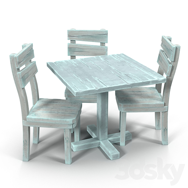 Table and chair 3DS Max Model - thumbnail 2