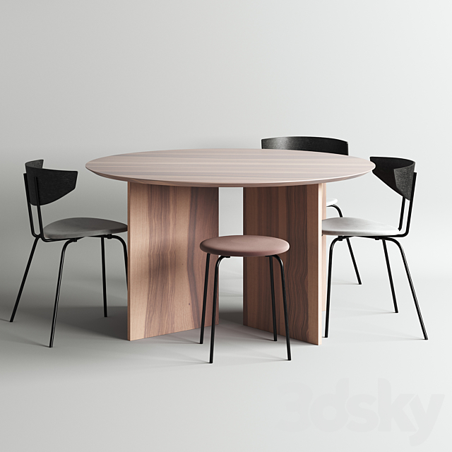 Table and chair by Ferm Living 3DSMax File - thumbnail 1