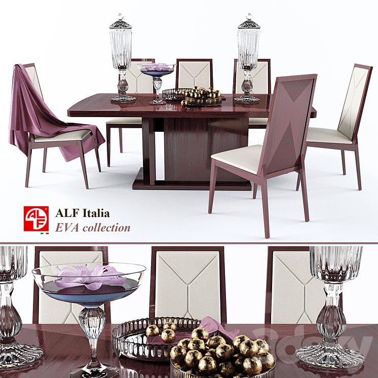 Table and chair EVA colection (ALF italia) 3DS Max - thumbnail 1