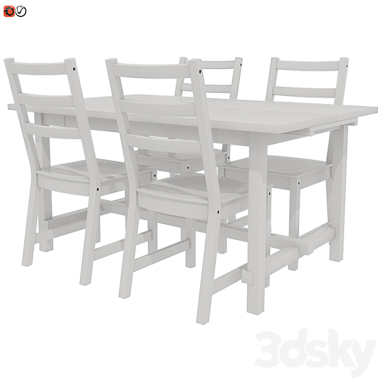 Table and chair IKEA NORDVIKEN 3DS Max Model - thumbnail 2