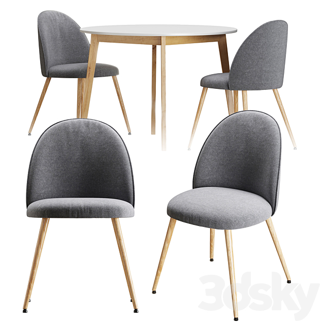 Table and chair Jysk Kokkedal Jegind 3DS Max Model - thumbnail 2