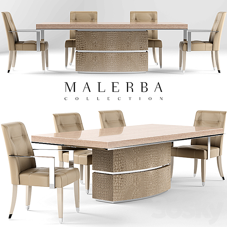 Table and chair malerba 3DS Max - thumbnail 1