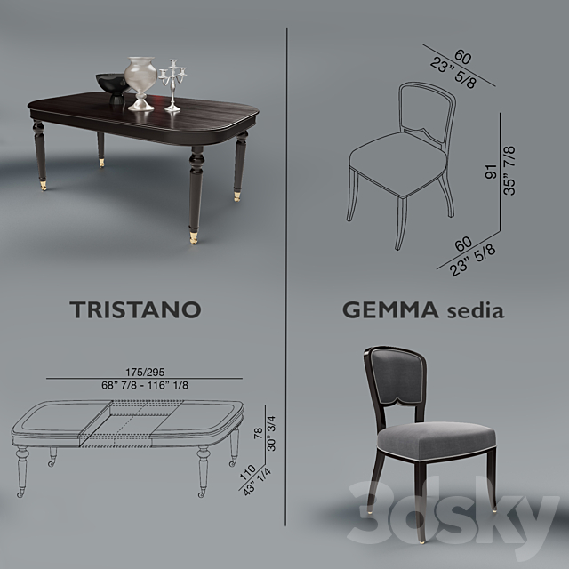 Table and chair of Galimberti Nino 3DS Max Model - thumbnail 2