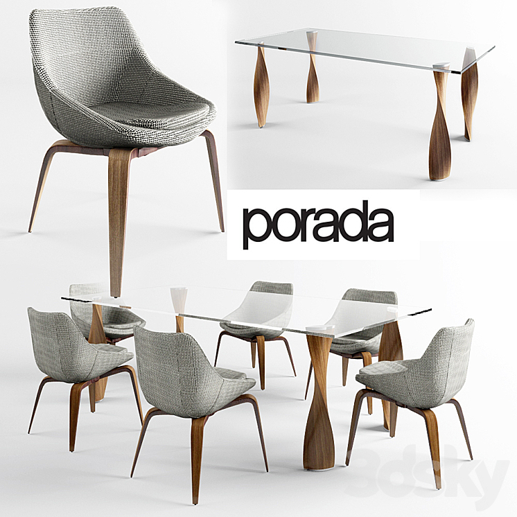 table and chair Porada 3DS Max - thumbnail 1