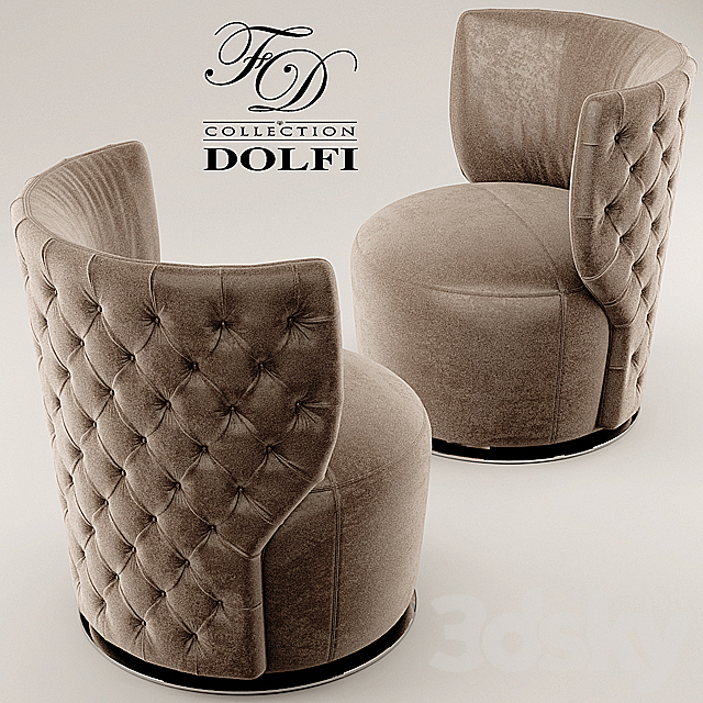 Table and chair sedia capitonne girevole dolfi 3DS Max Model - thumbnail 2