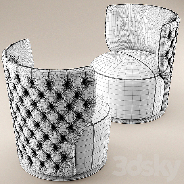 Table and chair sedia capitonne girevole dolfi 3DS Max Model - thumbnail 3