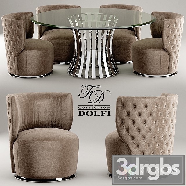 Table and Chair Sedia Capitonne Girevole Dolfi 3dsmax Download - thumbnail 1