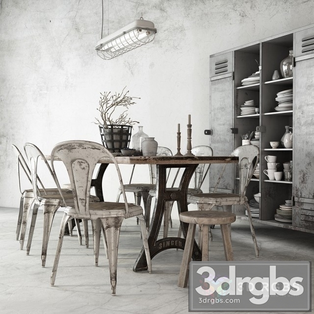 Table and Chair Set 51 3dsmax Download - thumbnail 1