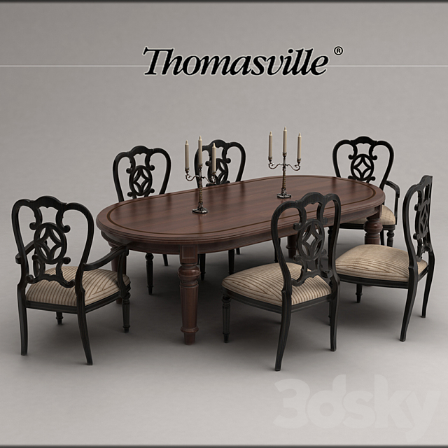 table and chair Thomasville 3ds Max - thumbnail 1