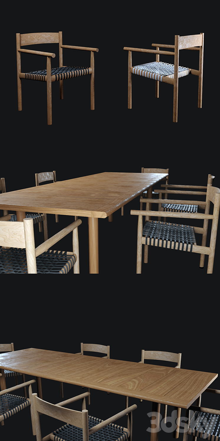 Table and chair Tibbo Dedon 3DS Max - thumbnail 2