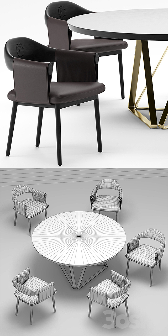 Table and chair Trussardi Casa Larzia Chair 3DSMax File - thumbnail 3