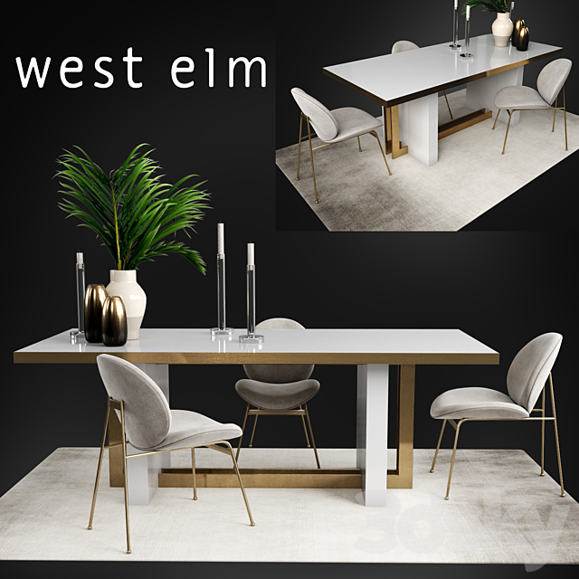 Table and chair West Elm Collections 3DSMax File - thumbnail 1