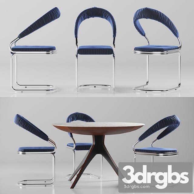 Table and chair with upholstery 2 3dsmax Download - thumbnail 1