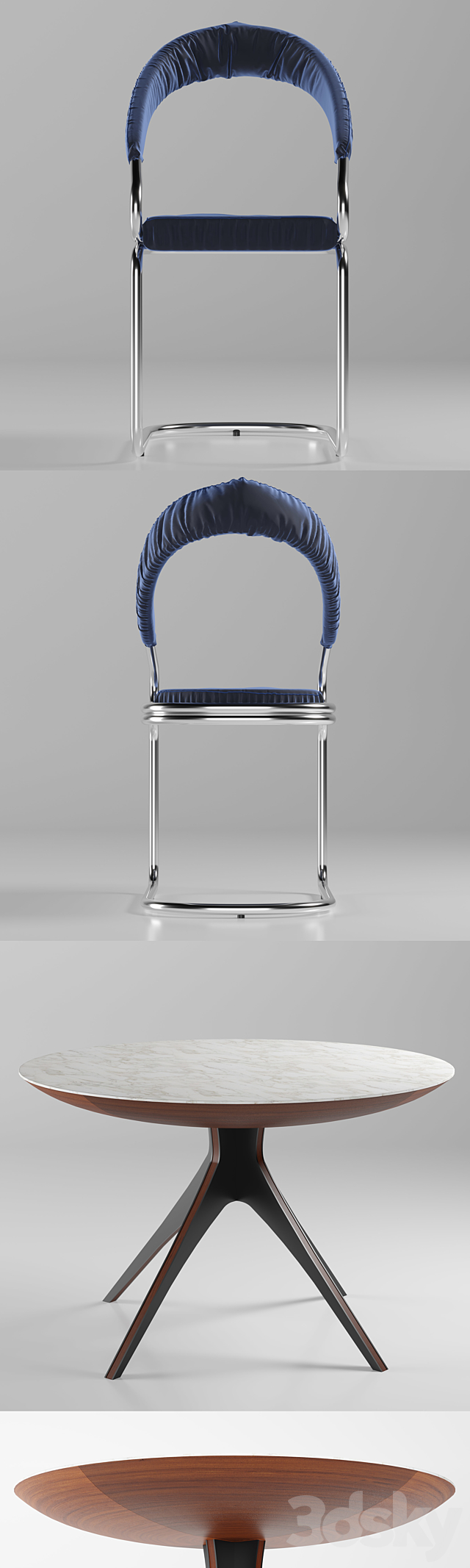 Table and chair with upholstery 3DSMax File - thumbnail 2