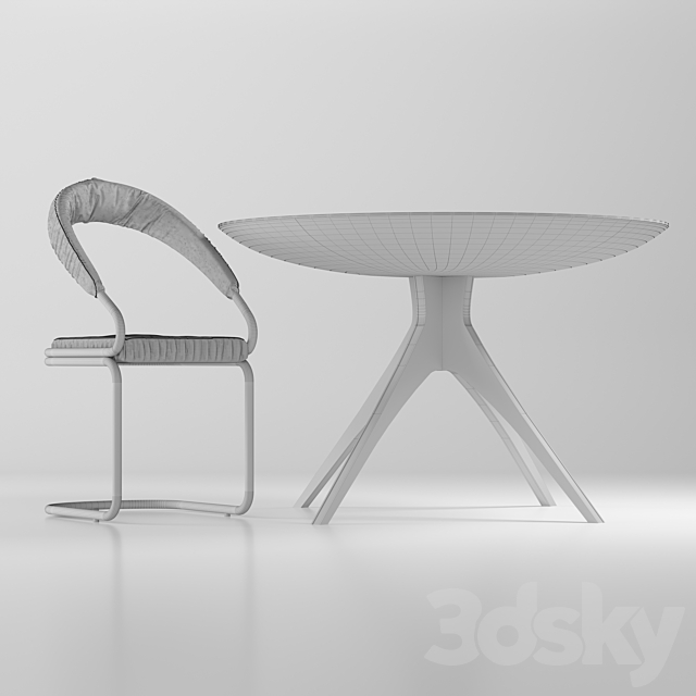 Table and chair with upholstery 3DSMax File - thumbnail 3