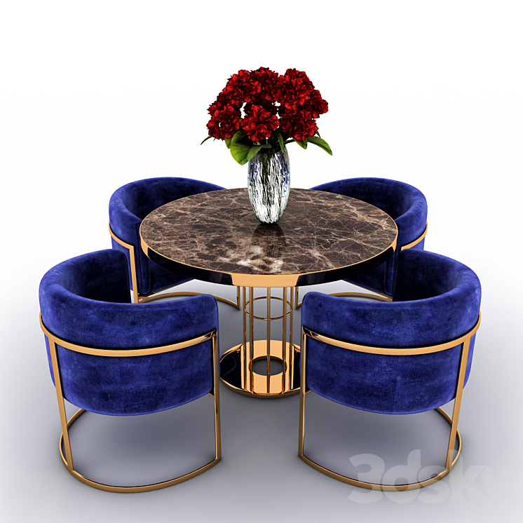 Table and chairs 3DS Max - thumbnail 1