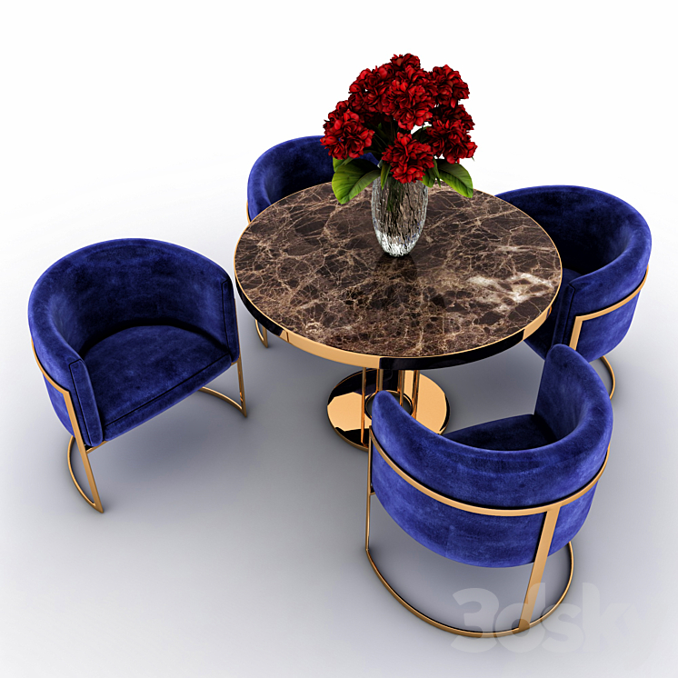 Table and chairs 3DS Max - thumbnail 2