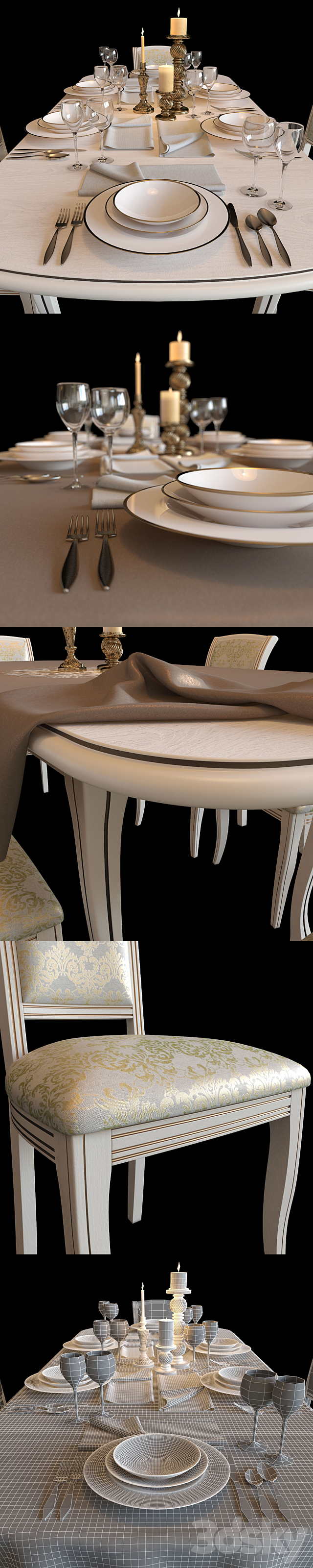 Table and chairs 3DS Max Model - thumbnail 3