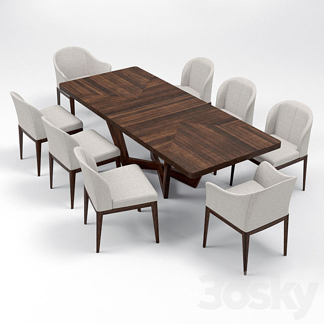 Table and chairs (Accademia Giorgetti) 3DS Max Model - thumbnail 2