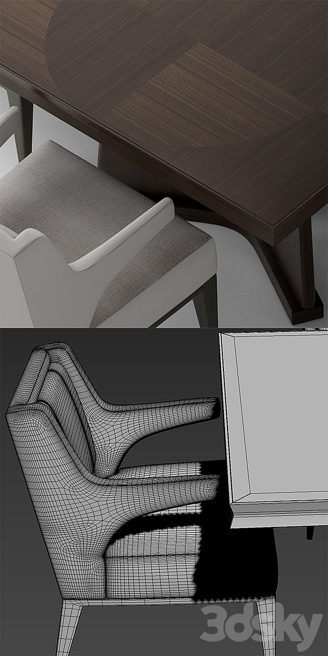 Table and chairs baker DINING CHAIR 3DSMax File - thumbnail 3