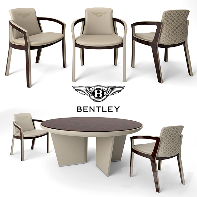 Table and chairs Bentley Home. Belgravia Chair. Madeley Table 3DSMax File - thumbnail 1