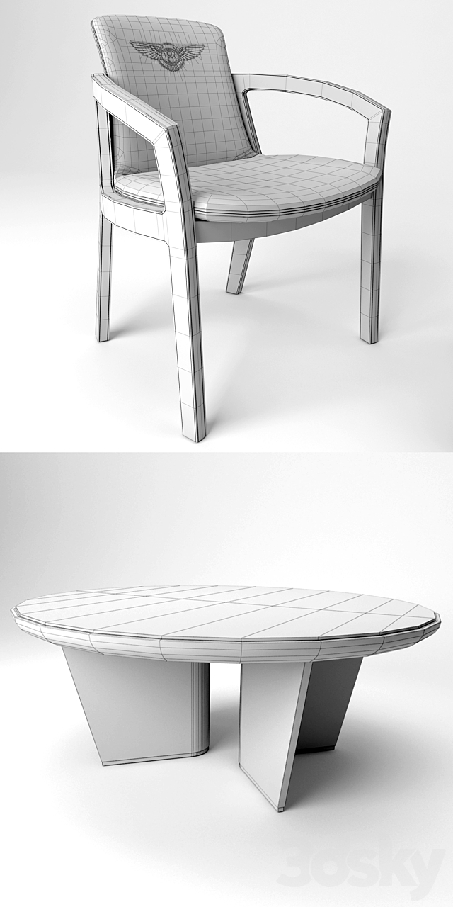 Table and chairs Bentley Home. Belgravia Chair. Madeley Table 3DSMax File - thumbnail 3