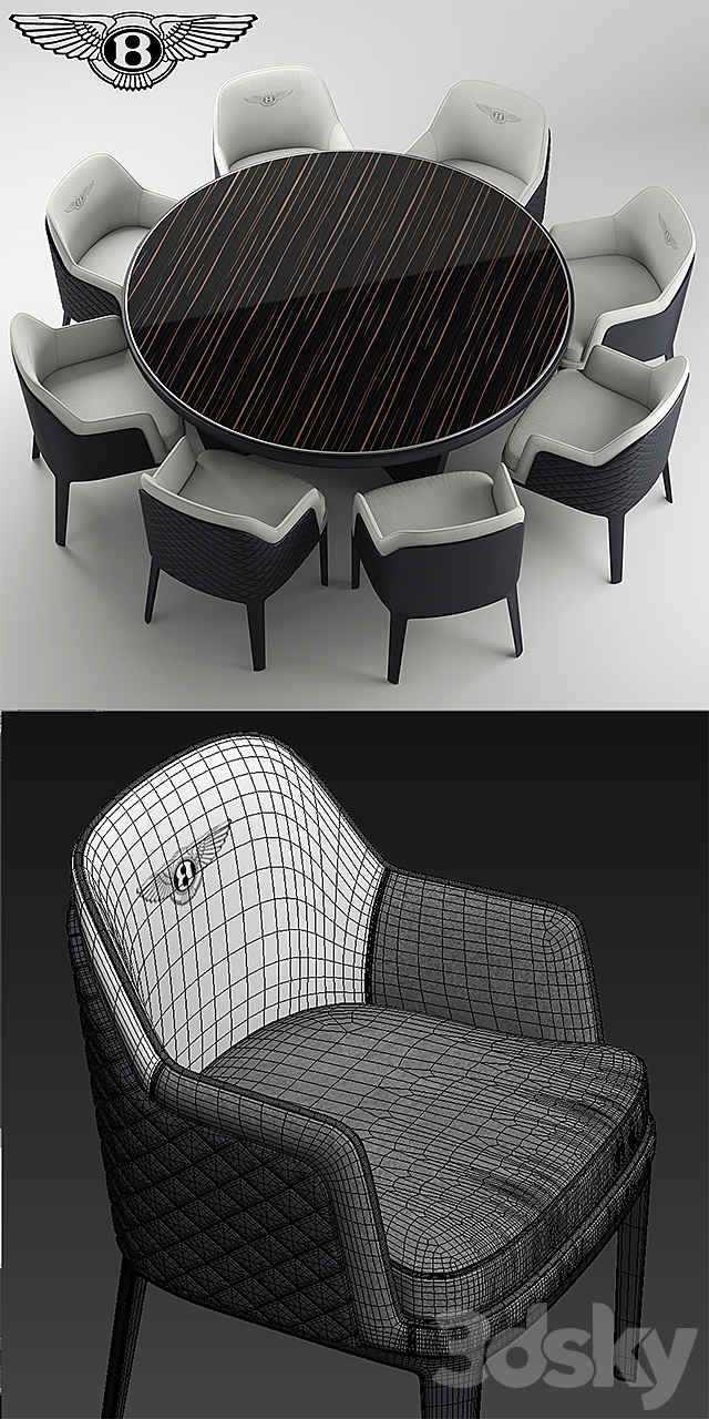 Table and chairs bentley kendal chair 3DSMax File - thumbnail 3