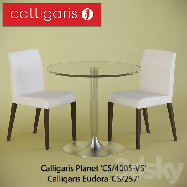 Table and chairs: Calligaris Planet ‘CS _ 4005-VS’ _ & Calligaris Eudora ‘CS _ 257’ 3ds Max - thumbnail 1