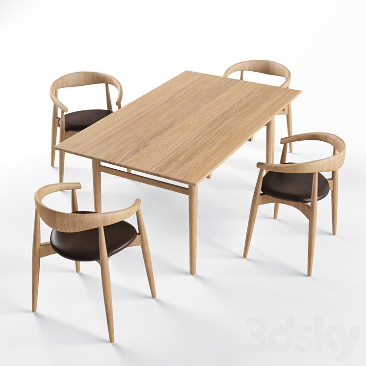 table and chairs Carl Hansen 3DS Max - thumbnail 1