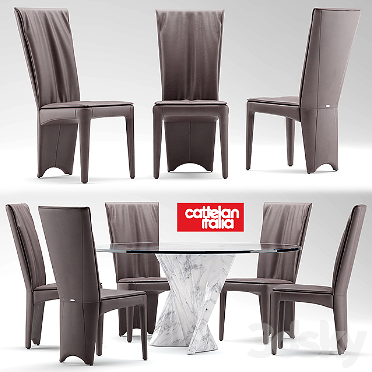 Table and chairs cattelan italia AURELIA 3DS Max - thumbnail 1