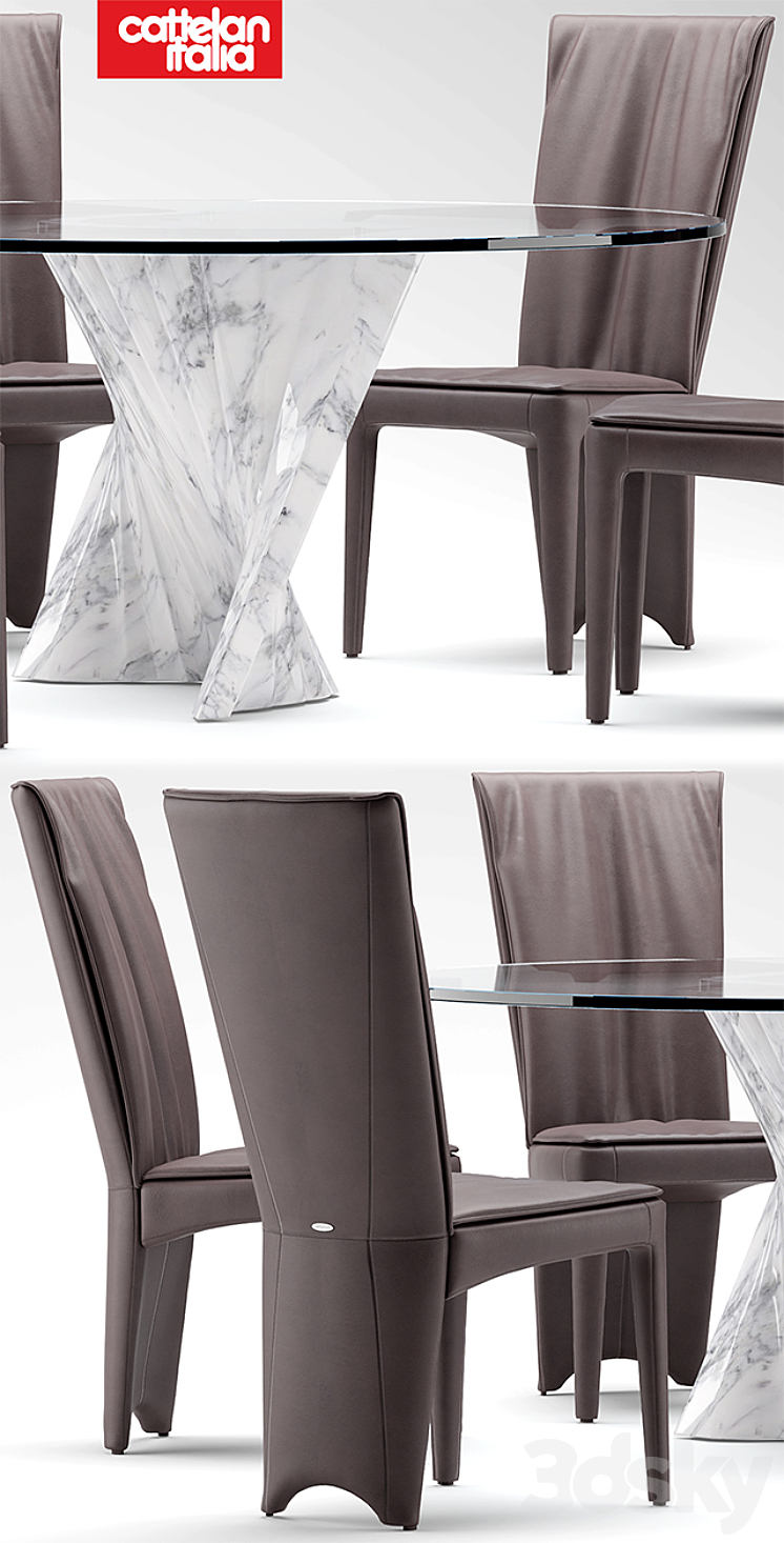 Table and chairs cattelan italia AURELIA 3DS Max - thumbnail 2