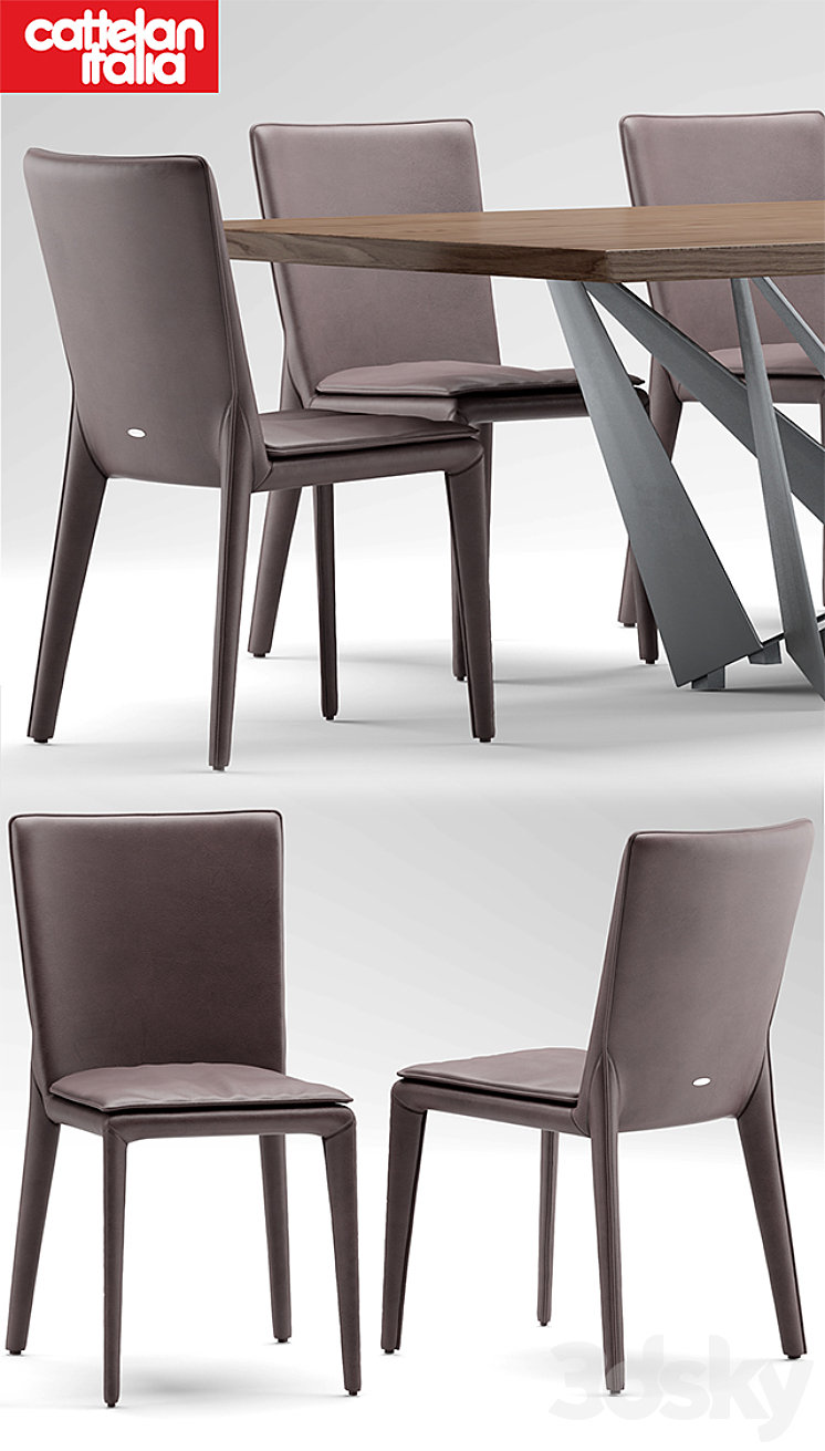 Table and chairs cattelan italia VITTORIA 3DS Max - thumbnail 2