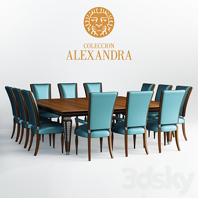 Table and chairs Coleccion Alexandra Deco 3DSMax File - thumbnail 1