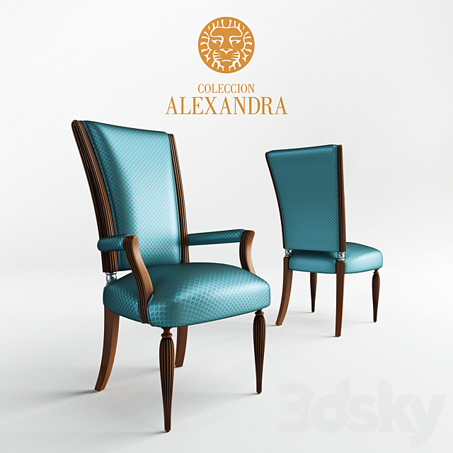 Table and chairs Coleccion Alexandra Deco 3DSMax File - thumbnail 2