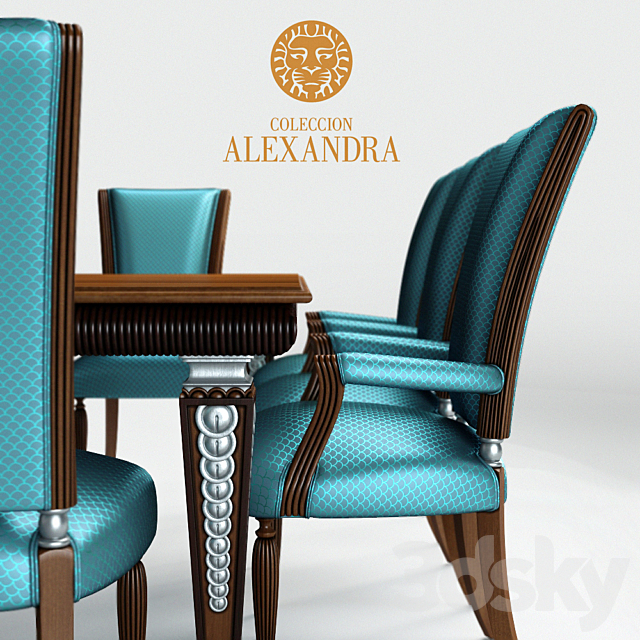 Table and chairs Coleccion Alexandra Deco 3DSMax File - thumbnail 3