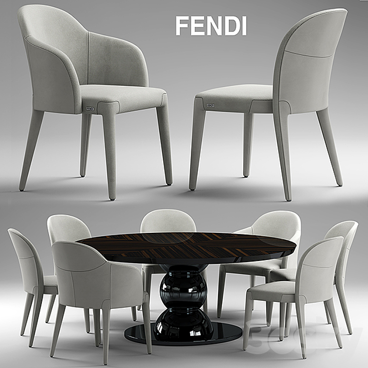 Table and chairs fendi Audrey Chair 3DS Max - thumbnail 1