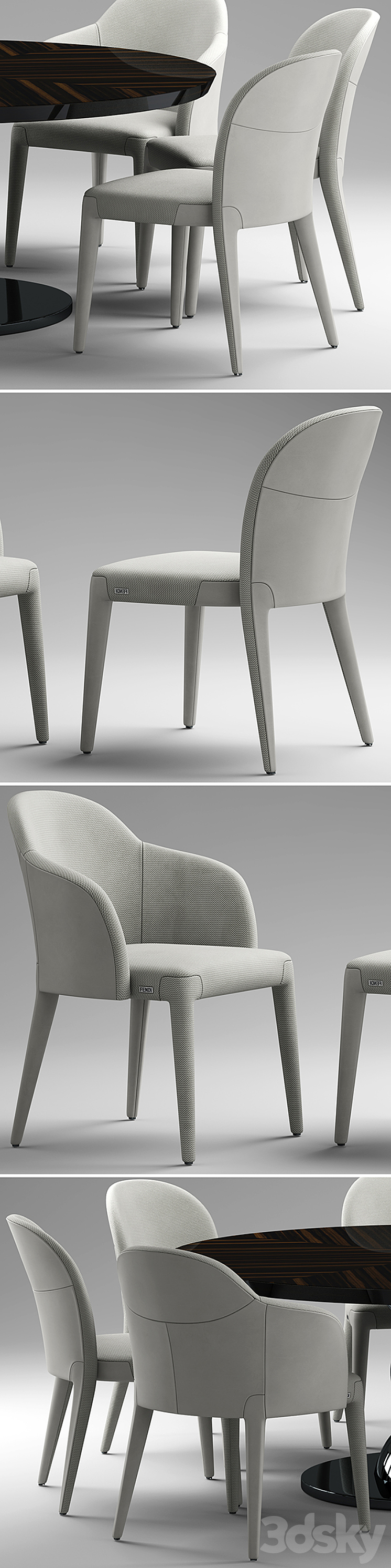 Table and chairs fendi Audrey Chair 3DS Max - thumbnail 2