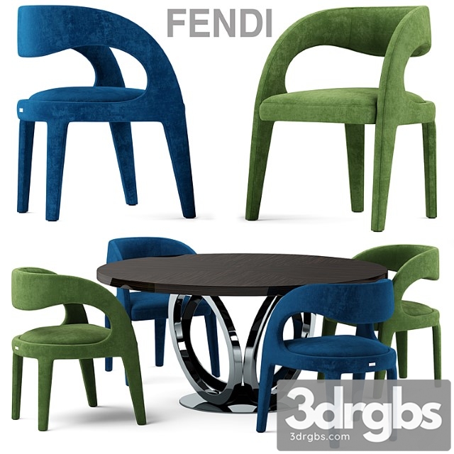 Table and chairs fendi casa berenice chair 2 3dsmax Download - thumbnail 1