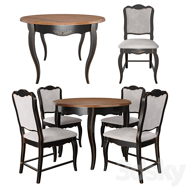 Table and chairs from the collection of Mobilier de Maison 3DSMax File - thumbnail 1