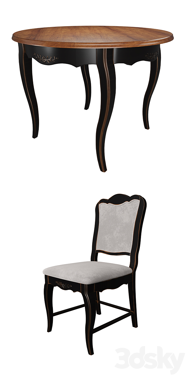 Table and chairs from the collection of Mobilier de Maison 3DSMax File - thumbnail 2