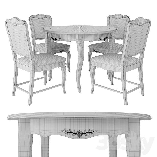 Table and chairs from the collection of Mobilier de Maison 3DSMax File - thumbnail 3